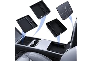 LANTU 4 Pieces Accessories for Tesla Model 3 2024 2025 Centre Console Organiser, Silicone Organiser Tray, Armrest Storage Box and Hidden Box (Flocking)