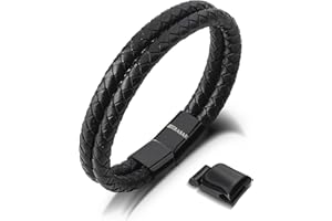 SERASAR Premium Lederarmband für Männer in Schwarz | Magnetverschluss aus Edelstahl in Schwarz, Silber & Gold | Inklusive Schmuckschachtel | Tolle Geschenkidee