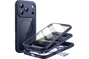 JETech Skal för iPhone 17 Pro, 360° Skydd, Djupblå | Kompatibel med MagSafe, Inbyggt Skärmskydd av Härdat Glas, Kamerakontrol