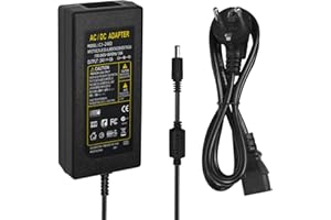 ABELLE Alimentation 24V 6A, SVNONVE Transformateur d’Adaptateur AC/DC pour la Bande de LED Ruban Lumière Imprimante Scanner Routeur Fax TFT LCD Moniteur Caméra Radio Caméra Jouets, Prise Européenne