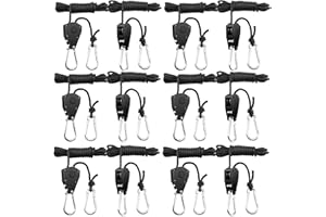 BOSYTRO 6 Coppie (12 Pezzi) 1/8 di Pollice Rope Ratchet Ganci di Corda, Nylon Cricchetto a corda supporto corda regolabile Adatto per Casa, giardinaggio e coltivazione, Capacità di carico 68 kg/paio