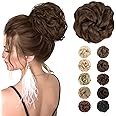 MORICA (8 (Medium chestnut Brown)) - 1PCS Messy Hair Bun Hair Scrunchies Extension Curly Wavy Messy Synthetic Chignon for women Updo Hairpiece(Colour:8 )