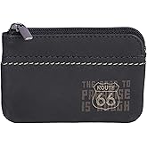 Route 66 David, Hombre de Piel-Cartera Monedero pequeño de Cuero Incluye Llavero Caja de presentación, Negro, Estándar