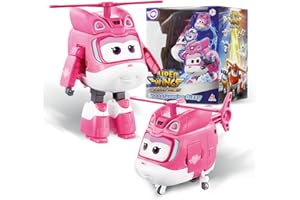 Super Wings Transforming Aeroplane Supercharged Dizzy, Hauteur env. 12,7 cm, poupée pour Enfants, Avion Jouet et Figurine de Robot pour garçons et Filles à partir de 3 Ans, Rose