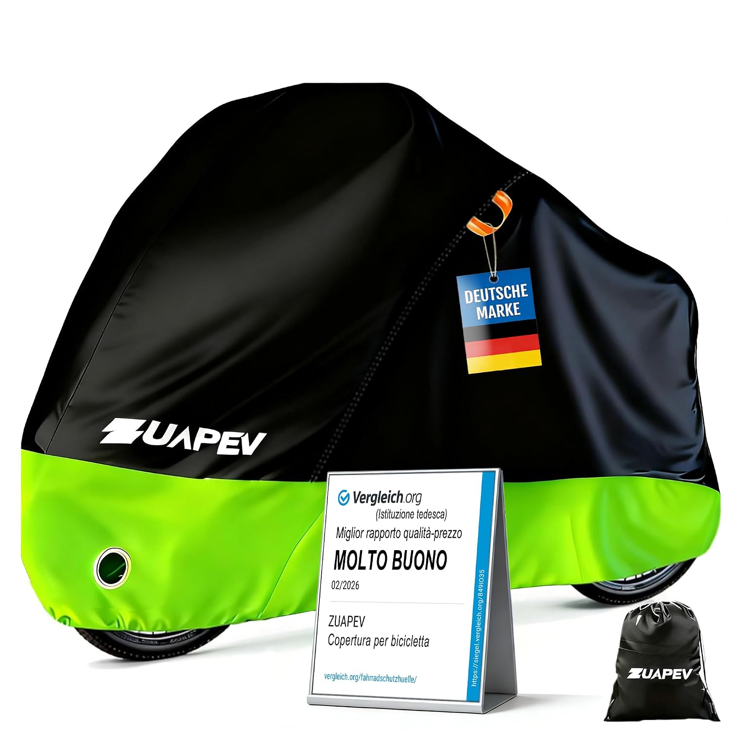 ZUAPEV® Telo Copri Bicicletta da Esterno Impermeabile, Telo Copribicicletta Esterno 210D Copertura Biciclette, Copribici Pioggia Custodia Bici de Corsa/MTB/Elettrica/Pieghevole/Bambino