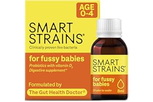 SMART STRAINS Baby & Toddler Probiotic Drops - Clinically Proven Live Bacteria and Immune Support, Formulated by The Gut Health Doctor | 1 Billion BB-12 Bacterial Cultures & Vitamin D3 | 28 Doses