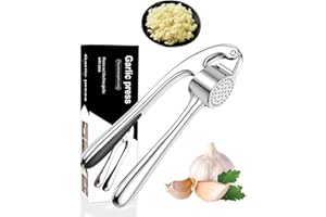 FUGLUS Prensa de ajos apta para lavavajillas,prensa de ajo con mango fácil de presionar,práctico utensilio de cocina,trituradora de ajos y jengibre sin pelar,prensa profesional de ajos y jengibre