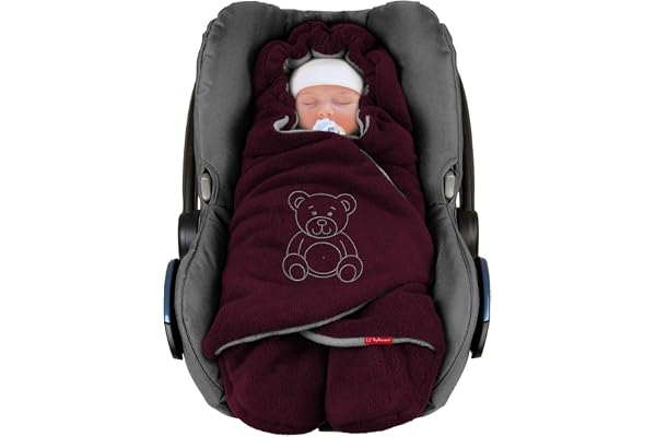 ByBoom Baby Couverture Enveloppante Hiver Universelle Multi-Usages, pour Coques Bébé, Sièges Auto, pour Poussettes ou Landaus; L'ORIGINAL avec l'ours