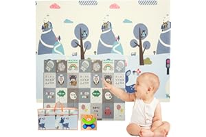 ANGAHE CREATING MOMENTS Alfombra Bebé Acolchada y Plegable 200 x 150 cm para Gateo, Juegos y Actividades – Colchoneta Infantil Reversible y Antideslizante + Puzzle de Madera Educativo – Suelo Seguro, Suave y Fácil de Limpiar