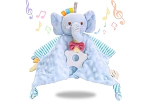 Petarms Baby Comforter Blanket for Newborn Toys - Babies Blankets Security Toy Girl Sensory Teething Comforters Soft Touch Tag Safe Snuggle Comfort for Boy Teether Gift 0-6 Months (Light Blue)