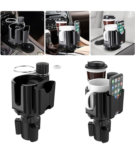 Portabicchieri Auto Portabevande Regolabile - 2PC Portabottiglie Universale Organizer per auto Bevande Contenitore Supporto Per Bocchette di Ventilazione, Nero