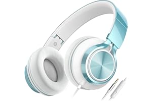 AILIHEN C8 Headphones with Microphone and Volume Control Folding Lightweight Headset for Cellphones Tablets Smartphones Mp3/4 (Lime Green)