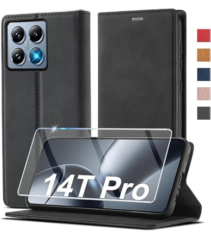 AROYI Lederhülle Für Xiaomi 14T Pro 5G – Flip Case Mit Kartenfächern, Schutzfolie & Stylus Pen, PU Leder, Multifunktional