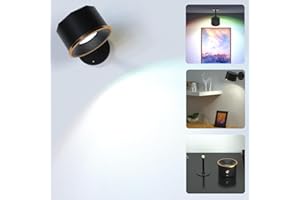 LIONIGHT LED Wall Lamp, 1 Pack Wireless Spotlight with Remote Control,Rechargeable Battery Lights, 360°Rotate Magnetic Ball Wall Lamps,Warm/Natural/White+13 Colorful Change Wall Lights for Night Light