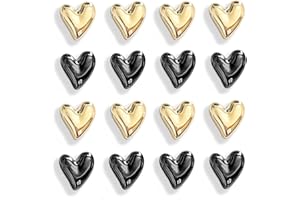 Janlifian 16PCS Gold Fridge Magnets Cute Love Heart Decorative Magnets Mini Small Black Refrigerator Magnets Home Kitchen Magnet Set Colorful Magnetic Decoration For Office Whiteboard
