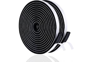 CJMUQHEHH Lot de 2 bandes d'étanchéité autocollantes en caoutchouc mousse, pour portes, fenêtres et isolation phonique, 15 mm de large x 5 mm d'épaisseur, 10 m de long