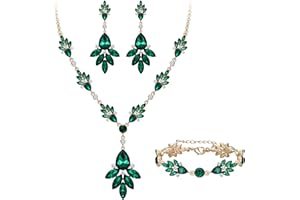 Clearine Juegos de Joyas de Mujer Boda Nupcial Lágrima Marquesa Cristal Collar Pendientes Pulsera Conjunto Regalo