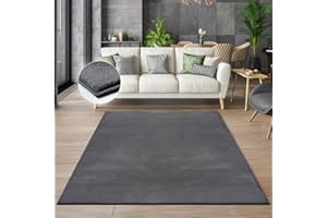the carpet Cosy kuschelig Warmer Fellteppich, weich und elegant, waschbar und Fußbodenheizung geeignet, Öko-Tex Zertifiziert, Anthrazit, 160 x 220 cm