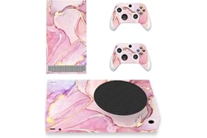 PlayVital Skin für Xbox Series S, Aufkleber Vinyl-Skins Schutzfolie Wrap Abziehbild Abdeckung Stickers Folie für Xbox Series S Konsole Controller-Rosa Gold Marmor Optik