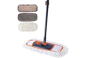 CLEANHOME Nass- & Trockenmopps für den Haushalt，Bodenwischer Set mit 3 Verschiedenen Waschbaren Mopp-Pads und Ausziehbarem langem Griff, Wischer Boden,Wischmopp for Hardwood,Marble,Tile Floor Mopping