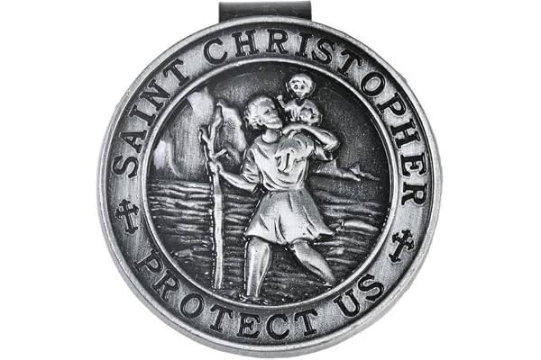 Médaille de Saint Christophe pour Voiture, Clip pour Pare-Soleil de Voiture pour Conducteurs et Voyageurs, Ø 4.5 cm(Argent)