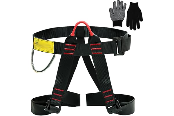 Nizirioo Harnais D'escalade,Baudrier Escalade Avec Gants,Harnais Élagage Ceinture De Sécurité,Harnais Guide Demi-Corps Pour Homme,Femme,Alpinisme,Escalade,Rappel