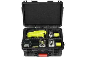 LOTOCASE Hard Case for Ryobi 18v Battery Storage - Waterproof & Shockproof Power Tool Bag for Organizer Storage Box with 4 Adjustable Dividers for Ryobi Battery Holder 1.5-9.0 Ah (Case Only)