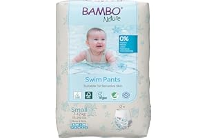 Bambo Nature Pannolini da bagno per bambini taglia S (7-12 kg), 12 pz. pannolini | Pantaloni da bagno usa e getta Secure-Fit | Comfort a prova di perdite durante i giochi in acqua