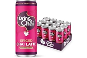 Drink Me Chai Spiced Chai Latte Ready-To-Drink 250ml (Pack of 12) Chai Latte Made With Natural and Authentic Spices | Now Available in a Cold Brew Can