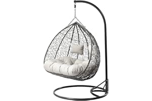 GARDEN STORE DIRECT GSD Hanging Cocoon Egg Chair Garden Swing Hammock Removable Luxury Cushions! Single or Double (Double)