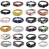 Viccess 24 Pezzi Fasce Capelli Vintage Donna Turbante Fasce Ritorto Yoga Testa Carino Accessori per Donna e Ragazza,Colore Ca