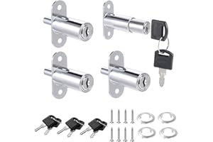 OHYER 4 Pezzi Serratura per Armadietto in Lega di Zinco Serratura per File di Cassetti per Mobili con 8 chiavi per Classificatori Vetrine Antine Scorrevoli Scrivanie Mobili Armadi (Argento)