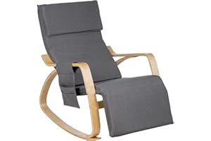 Gremium Enrico Coveri Poltrona Dondolo Con Seduta Ergonomica In Tessuto Imbottito, Struttura in Legno, Poggiapiedi Regolabile In 3 Posizioni e Braccioli, Per Arredo Salotto, Cucina e Ufficio