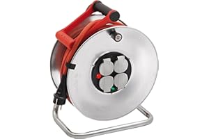 Brennenstuhl Enrouleur de câble Silver 25m (IP44, Cablepilot), Fabrication Française