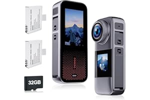 Jadfezy Dual Action Cam with 32G Card Helmet Camera, Underwater Camera with Two 1350 mAh Rechargeable Batteries and Accessory Set