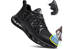 GUSAYEX Steel Toe Cap Boots Mens Work Boots Lightweight Safety Trainers Protective Non Slip Safety Shoes Industry Construction Work Trainers High Top Safety Boots