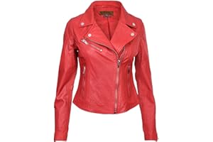Infinity Leather Chaqueta de Cuero para Mujer Clásico Estilo Motorista Real para Mujer