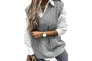 Niwicee Maglione Senza Gilet Donna Scollo a V Pullover Maglioni Invernali Maniche Maglione Smanicato Invernale Elegante Maglia Gilet Smanicato