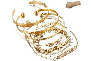 AzureRay 7 Böhmischen Kristallarmbändern Wahrsagerin Kostüm, Kreative Metall Handkette, Schmuck Wahrsagerin für Damen, Ideal für Zigeuner Kostüme