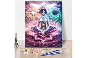 TISHIRON Paint by Numbers DIY Indian Buddha Meditation 7 Chakra Yoga Paint by Numbers Kits for Adults Kids Gift Drawing Paintwork Home Decor with Paintbrushes Tools 16x20inch