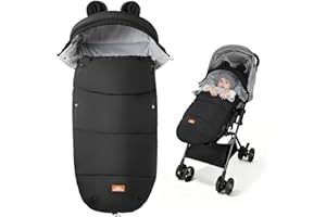 bemece Fußsack Kinderwagen Winter, Universal Fußsack Buggy mit Warmem & Bequemen Kristallvelours, Universal & Abnehmbar, Fusssack Kinderwagen Baby Winter für Buggys Kinderwagen - Schwarz