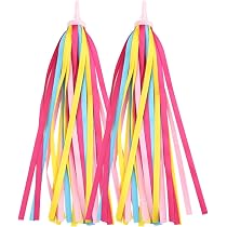 Serpentins Pompons Pour Guidon Vélo Enfant – Franges Rose Dégradé – Décoration Facile – 2 Pièces – 28 Cm