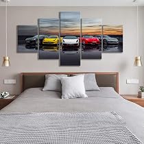 Quadro su Tela Storico Auto Garage Stampe da Parete 95x80cm Quadri Moderni Soggiorno Camera da Letto Cucina Set 3 pezzi Grandi Decorazione Murale Wall