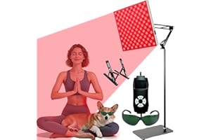 WARMFORWEL Lampada per terapia a luce rossa per viso e corpo, pannello riscaldante a LED infrarossi vicini con 225 LED, con 5 livelli di luminosità, timer e supporto, mitiga la tensione muscolare e articolare