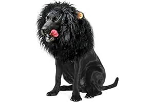 AOSRIOYLT Criniera di Leone Nera per Cane, Costume da Leone Realistico, Parrucca per Animali Domestici