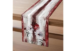 Bordslöpare blommor i julröd, modern bordslöpare 140 x 40 cm vita tusensköna svarta blad fjäril sommar kök bord dekoration fö