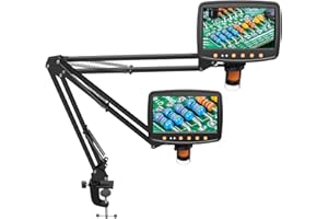 Hayve Microscope Arm Stand，Adjustable Metal Bracket with Clamp and Grommet Base，Coin Microscope Mount ，Compatible with Model DM4 DM9 MS2 MS1 MS3& Most 4.3'',7'' Digital Microscopes (1.65（for MS1,MS3)
