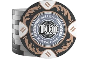Bullets Playing Cards - 25 chips tony per poker set – valore 100 – 14 g – diametro 4 cm – colore nero..
