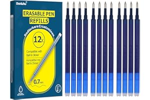 Donluhu Wkłady zapasowe do Pilot FriXion [zestaw 12 sztuk], niebiesko-czarne, ścieralne wkłady zapasowe do długopisów Pilot FriXion, wkłady zapasowe do długopisów żelowych z możliwością ścierania,