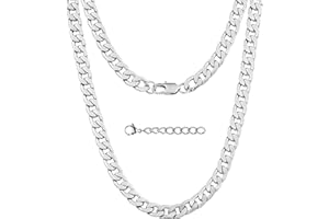 Silvadore Silver Chain Mens Necklace (9mm Cuban Link) - 925 Silver Plated Stainless Steel Mens Jewellery - Thick, Flat Miami Curb, Non-Tarnish & Waterproof - GIFT-READY - (18/20/22/24 inch)